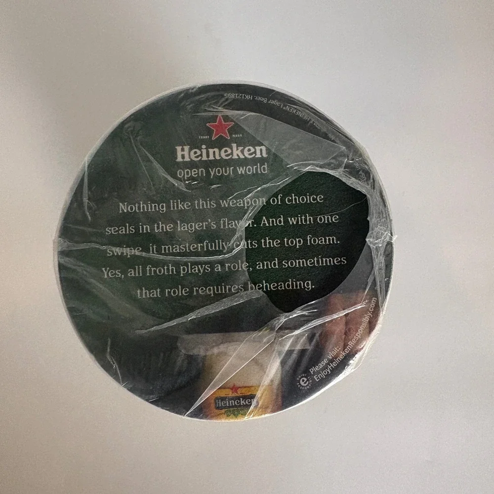 Heineken Beer Coasters Bulk Stack Round Double Sided Open Your World Barware